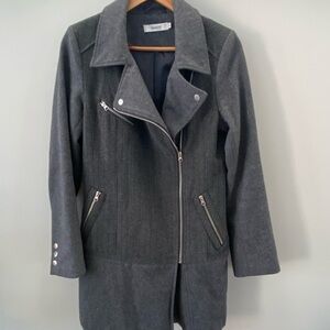 Women’s Side Zip Stylish Chevron Wool Blend Long Fall Coat